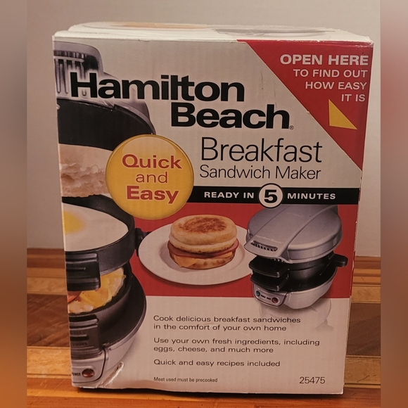Hamilton Beach Breakfast Sandwich Maker 25475 Silver Single Capability Open Box - Picture 1 of 6